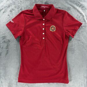 Nike Golf Dri-Fit Polo Shirt Womens Small Red Atlanta Athletic Club Amex EUC